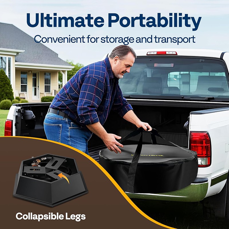 24'' 58,000 BTU Portable Propane Outdoor Gas Fire Pit w/ Carry Bag, Tank Holder