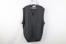 Vintage 90s Izod Mens XL Spell Out Knit V-Neck Sweater Vest Gray Acrylic USA