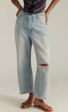 NEW FREE PEOPLE WE THE FREE DEEP TRANCE DROPPED BARREL BOYFRIEND JEANS SZ 28