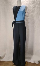 Vince Camuto NWT Blue Colorblock Sleeveless Jumpsuit with Tie Waist Sz 4