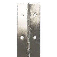 Piano Hinge, Steel, Full Surface Mounting, 1 In Leaf W X 48 In Leaf H, Bright