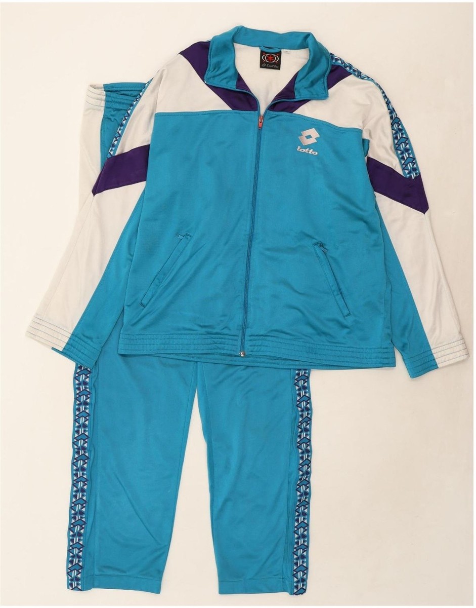 LOTTO Mens Graphic Full Tracksuit XL Blue Colourblock Polyester