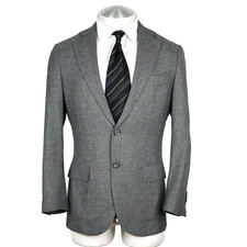 SuitSupply Lazio Zignone 100 Wool Surgeon Cuffs Gray Birdseye Sport Coat 38 Reg