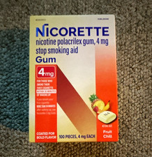 Nicorette Gum 4mg Fruit Chill 100ct Coated Bold Flavor Nicotine Polacrilex