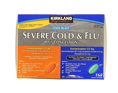 Kirkland Signature Severe Cold & Flu Multi-Symptom Caplets, 168 Caplets
