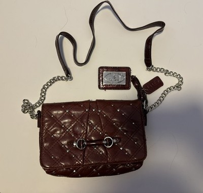 VINTAGE La Diva purse, red italian leather, metal accent