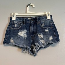 PacSun Blue Distressed High Rise Festival Jean Shorts Size 23 Summer