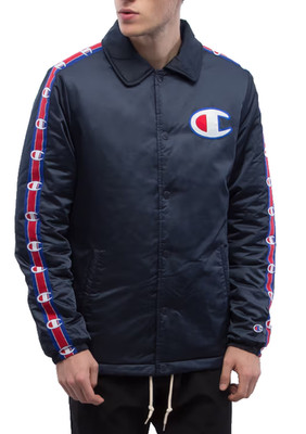 Champion Herren Navy Coach Jacke Logo Tape Ärmel Steppfutter Gr. M
