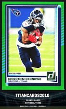 Chigoziem Okonkwo 2025 Panini Donruss Green Press Proof Tennessee Titans #19