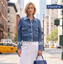 ZARA NEW WOMAN FRAYED ZW COLLECTION DENIM JACKET BLUE S,M,L 4001/056/400