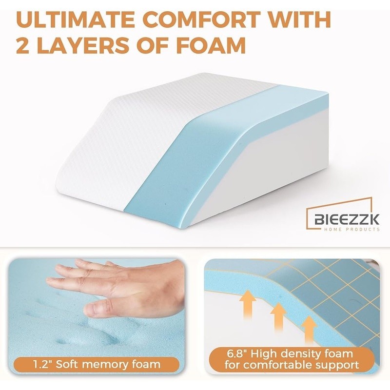 Leg Elevation Pillow Memory Foam Wedge Pain Relief Support Non-Slip Handles New