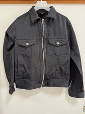 USED BLACK COMME DES GARCONS POLYESTER SHRUNKEN DENIM JACKET GOOD