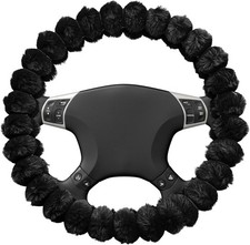 Fluffy Car Steering Wheel Cover, 14.5-15 Inches Anti-Slip Plush Fuzzy Steering W