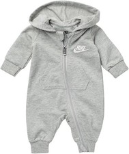 Nike Infant s Full Zip Front Long Sleeve Sweatsuit Hooded Coverall 9 Months Gray