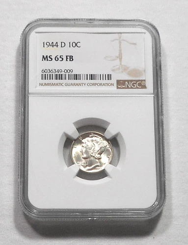 1944 D Mercury Dime Graded MS 65 FB By NGC