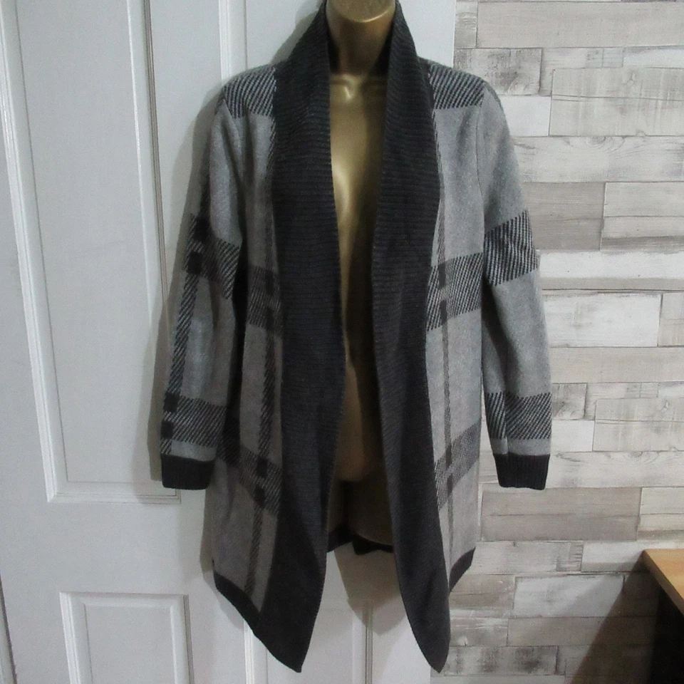 PURE ● size 12 ● grey check long open cardigan top womens ladies - Image 2 of 4
