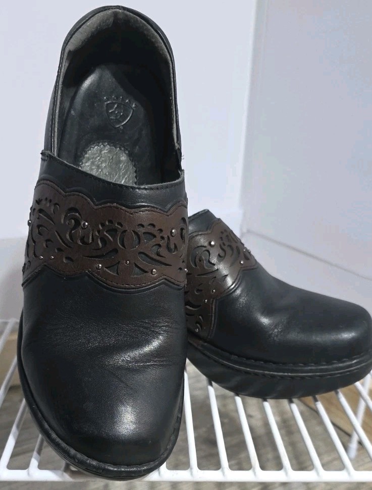 Ariat Tambour Shoes Womens Size 9 B Leather Clog Slip On Comfort Heel Western