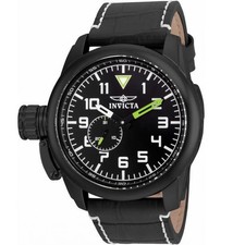 Invicta Aviator 20461 Men's Black Dial Black Genuine Leather Right Handed Watch