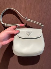 Auth Prada Cleo Mini Saddle Crossbody Bag Mint Green Brushed Leather Handbag
