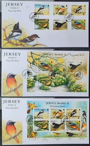 z(JER-268) JERSEY 2008 FDC set of (3) Jersey Birdlife II Migrating Birds