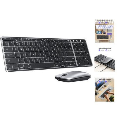 Portable 3-Device Bluetooth Keyboard & Mouse Set for Mac and iPad - Eco-Friendly