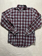 Red Checkered Plaid Button Down Long Sleeve Dress Shirt Mens (18-20)