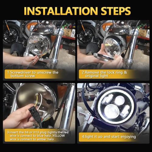 1Pcs White 7 Inch Car Motorcycle LED Headlight With DRL/Turn Signal/Low Bea HOT - Picture 8 of 12