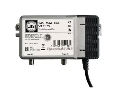 Wisi VX 81 0S Hausanschlussverstärker, 21dB, ortsgespeist, 85...1006MHz, 74123