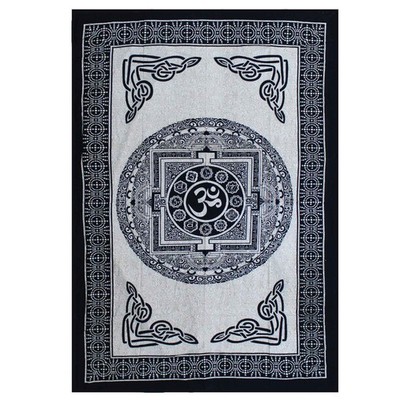 Tagesdecke aus Baumwolle / Wandbehang- Mono - OM Mandala - 130x200 (cm)