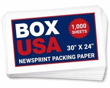 Packing Paper Sheets 24" x 30" (1000 Sheets, 50 lb) - Newsprint Paper for Shi...