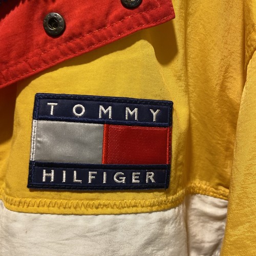 Vintage 90s Tommy Hilfiger Zip Jacket Patch Logo Sz M Windbreaker- Multi Color - Picture 3 of 12