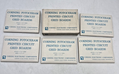 Vtg Corning Fotoceram Printed Circuit Grid Boards Brand New NOS 5 Boards 3'' x 5''
