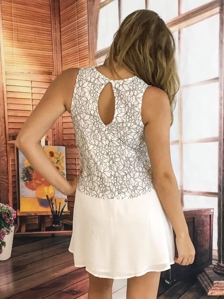 NWT White Lace Trim A-Line Mini Dress Tunic | Romantic Boho Coquette Whimsigoth image 8