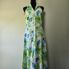 Clues Collections Maxi Dress 4/6 Retro Flower Vintage Stepford Wife 90s 80s 