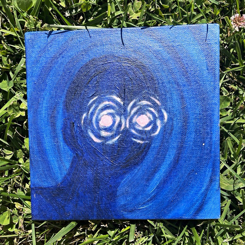 Small Abstract Figure Portrait Oil Painting on Canvas, Unframed Single Piece Art