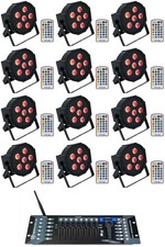 12 Rockville BATTERY PAR 6RF Rechargeable Lights Remotes Wireless DMX Controller