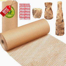 Honeycomb Packing Paper 15x300ft Eco Friendly Cushioning Wrap Brown w/ Labels -