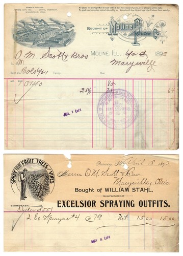 12 Illinois Billheads - 1890 — 1895 - Plows, Stoves, Buggies, Sewing Machines + - Picture 3 of 6