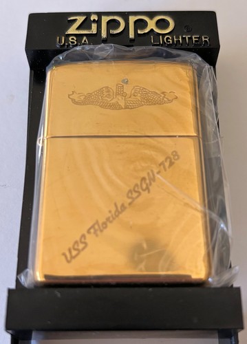 USS FLORIDA SSGN-728 2003 ZIPPO LIGHTER UNFIRED MINT SUBMARINE GOLD DOLPHINS - 第 1/1 張圖片