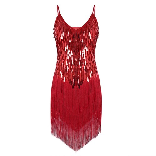 Women's Sequins Tassel Dress Latin Jazz Rumba Tango Cha Cha Tango Dance AU - Picture 79 of 118