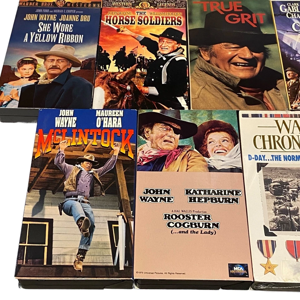 23 CLASSIC Movies John Wayne Western Cowboy Civil War WWII VHS Tape LARGE LOT - Image 2 of 4