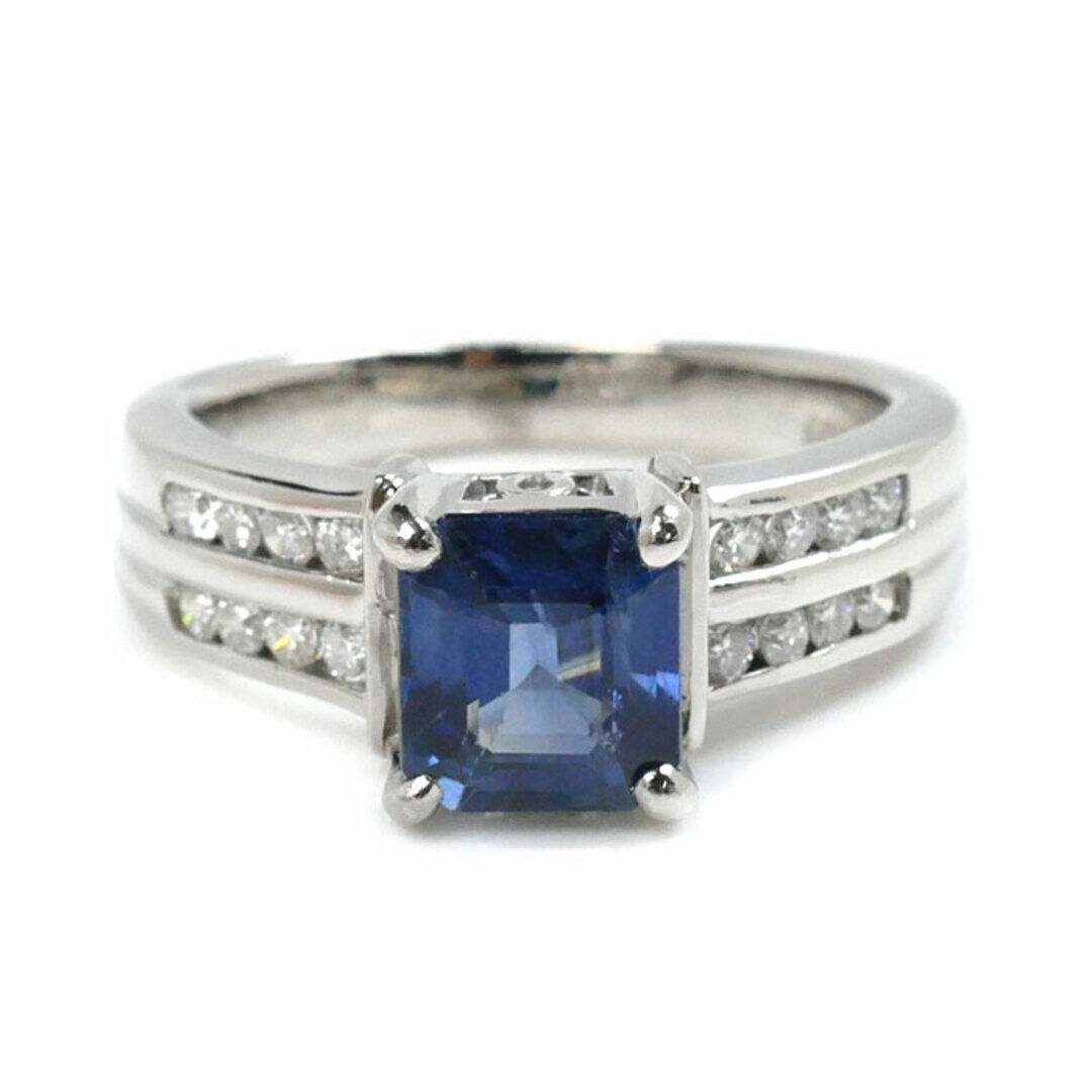 PT900 platinum ring diamond 0.27 ct sapphire 1.48 size 10 PT900 platinum ring diamond 0.27 ct sapphire 1.48 size 10