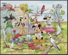 DISNEY - Grenada 1988 SYDPEX - Mickey, Minnie & Rainbow Lorikeets MS MNH [F0915]