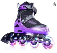 PAPAISON Adjustable Inline Skates for Kids and Adults Light Up Wheels Med