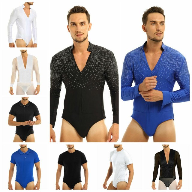 US Men Soft Gymnastic Ballet Dance Leotard Bodysuit Jumpsuit Stretch