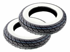 2x Weißwand Reifen 3.50-10 (90/90-10) Retro Optik für Roller Scooter Mofa Moped