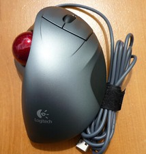 Dark Silver Logitech Trackman Wheel Mouse Optical T-BB18 810-00766 EXC COND 1