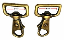 Swivel Snaps Heavy Duty Hooks 2 pieces  Antique Brass Finish 1-1/4" Strap Size