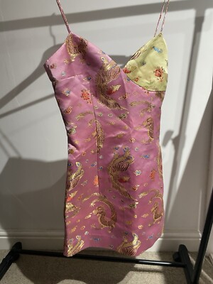 rotate birger christensen dress Pink And Yellow Oriental Mini Dress