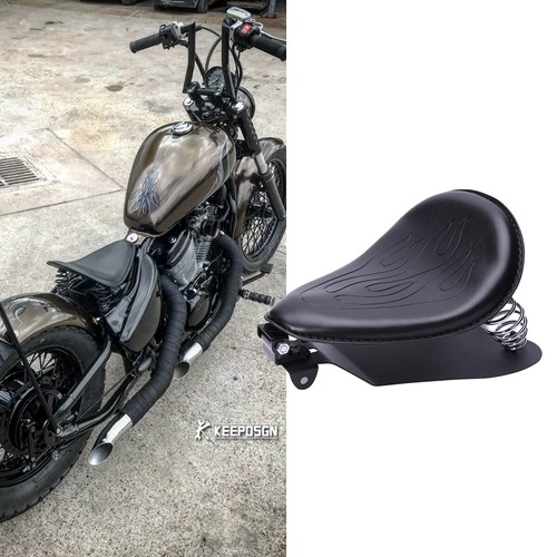 NATGIC Universal Motorcycle Crocodile Leather Saddle Solo Seat Cushion Spring For Harley/Honda - View #8